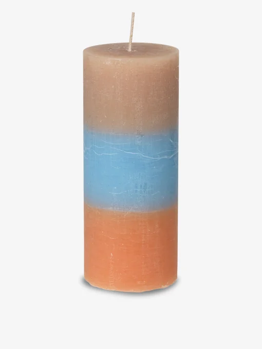 Bougie tricolore brun bleu corail - bros...