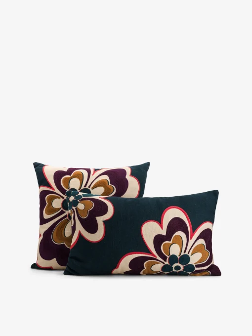 Coussin flower 30x50 petrole