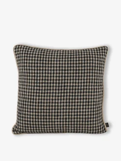 Coussin vichy lin charbon 45x45cm - harm...