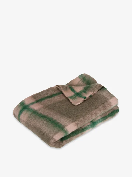 Plaid a carreaux vert rose 140x200 - hub...