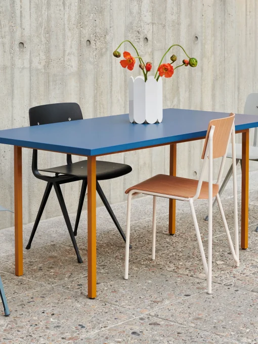 Table rectangulaire two-colour muller van severen bleu pied ocre l200cm - hay