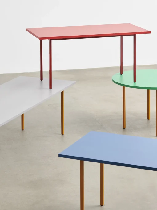 Table ronde two-colour muller van severen vert pied ocre d105cm - hay