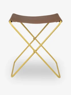 Tabouret pliable nola cuir acier jaune - broste copenhagen