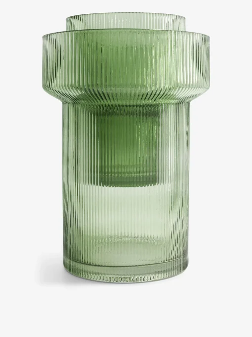 Vase strie olive m